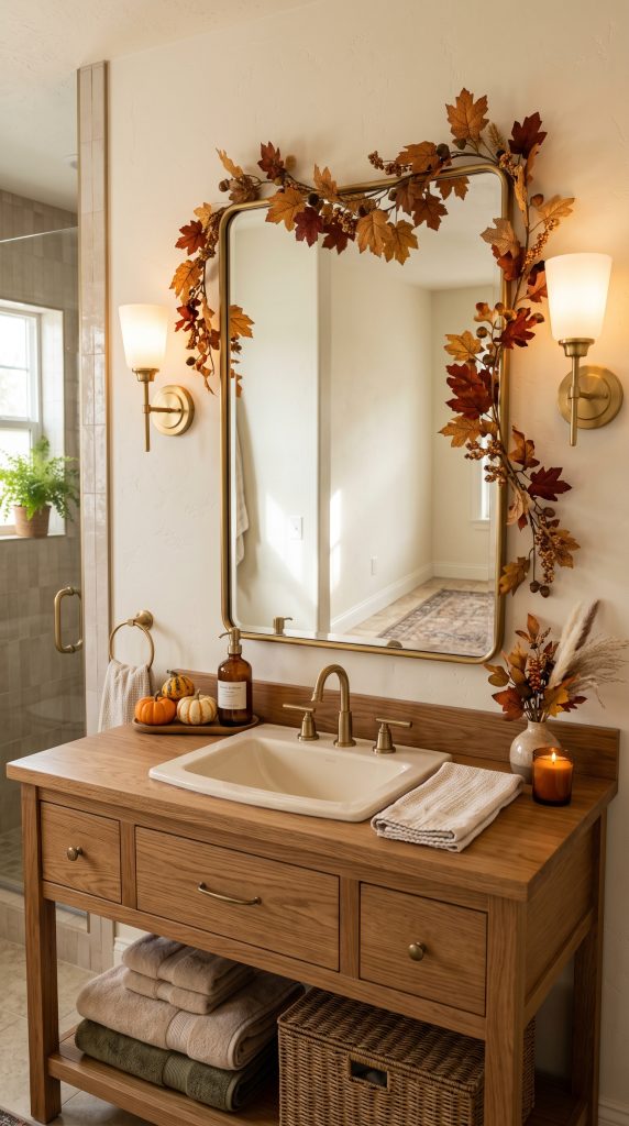 Add Fall Decor Around the Mirror