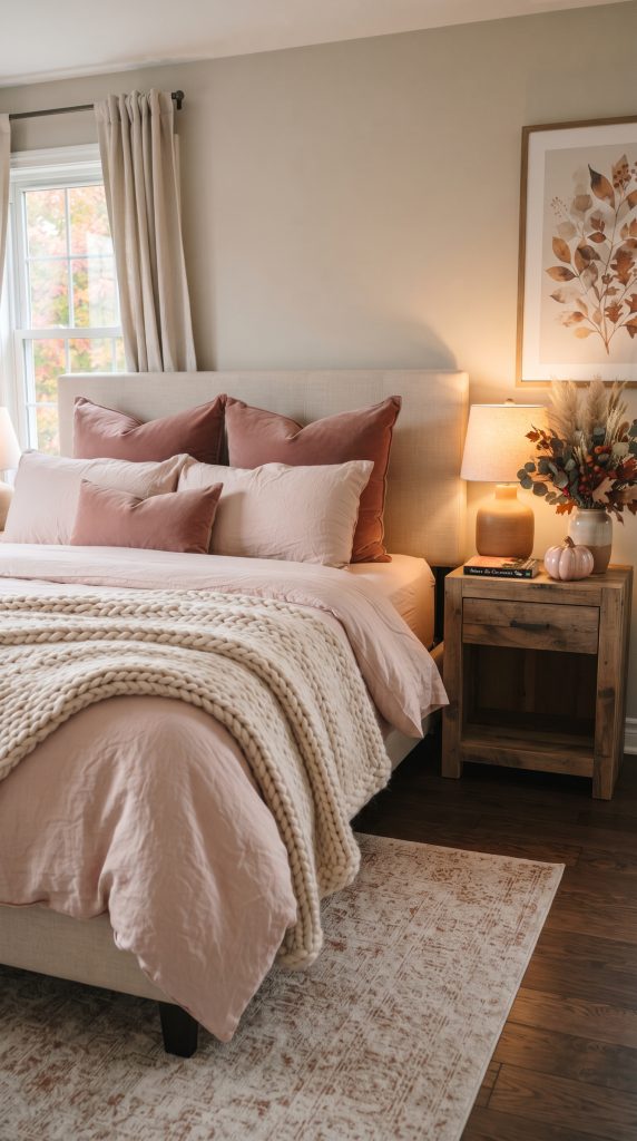 Add Pink Fall Decor to the Bedroom