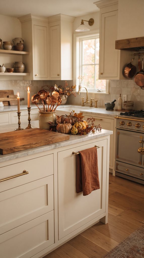 Add Warm Brass or Copper Accents