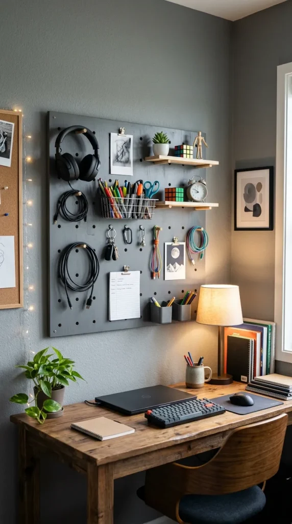 Add a Pegboard Above the Desk