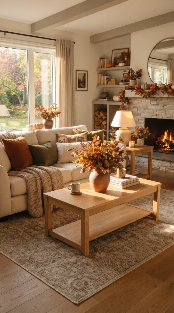 Mix Natural Wood With Fall Colors