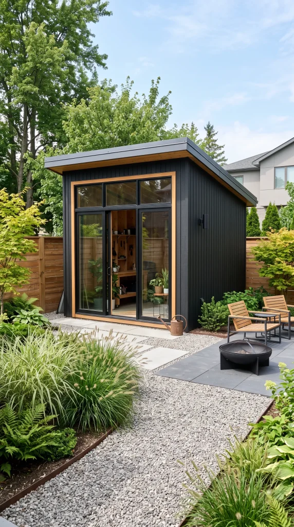 Modern Black Backyard Shed