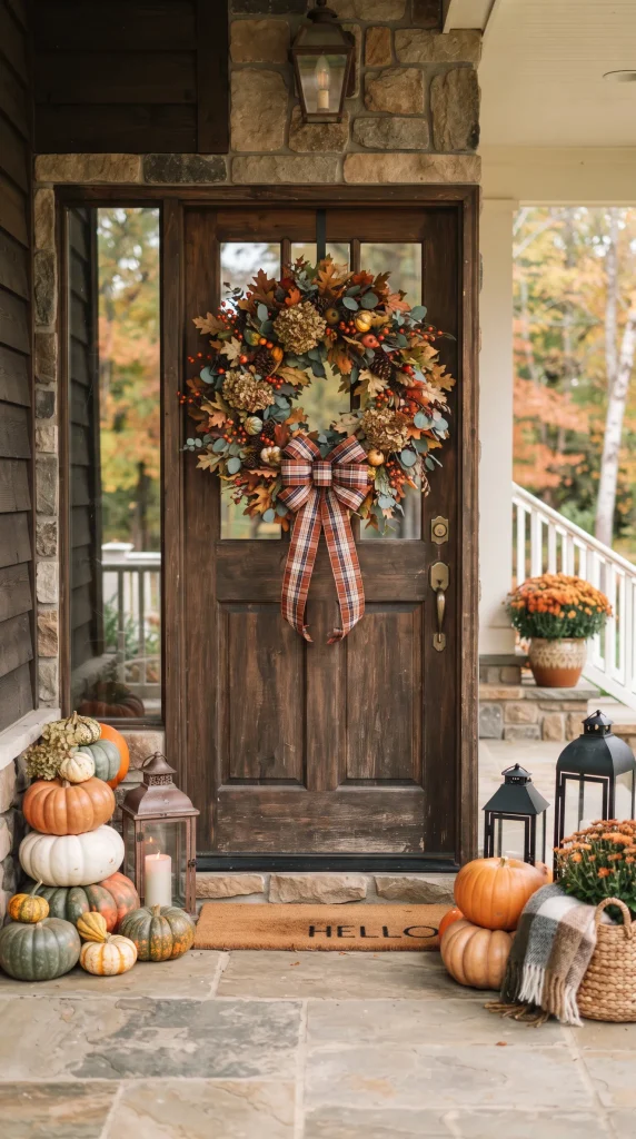 Plaid Ribbon Fall Wreath