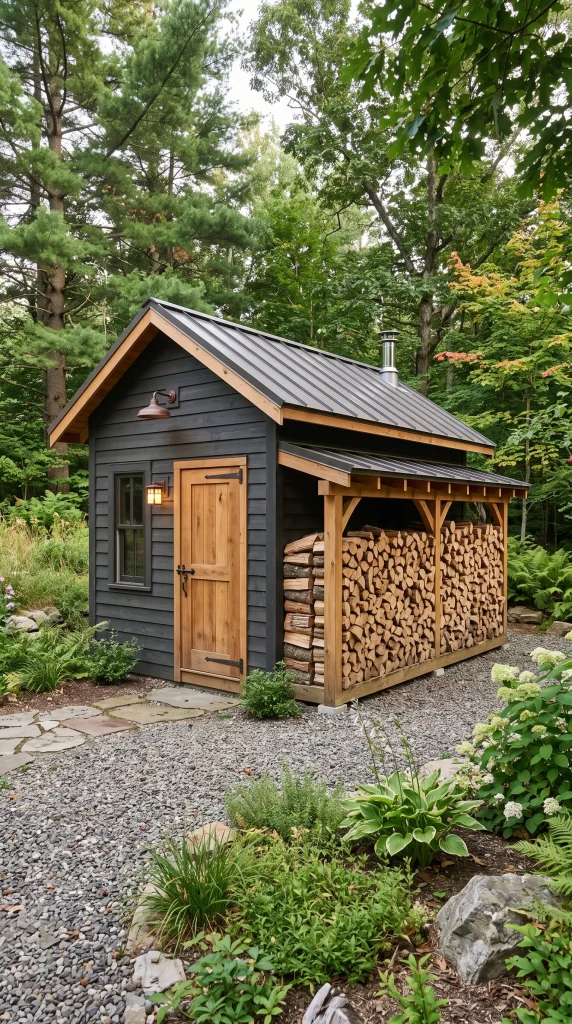 Shed With Built-In Firewood Storage