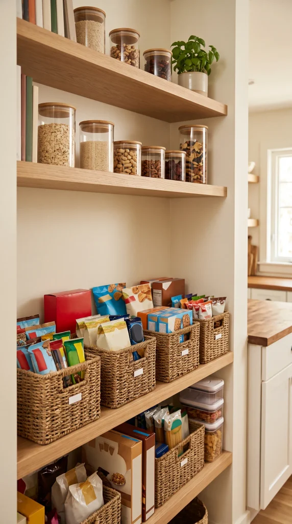 Store Snacks in Open Baskets