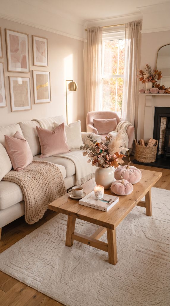 Style a Blush Pink Fall Living Room
