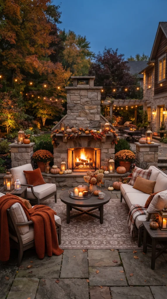 Style a Fall Outdoor Fireplace