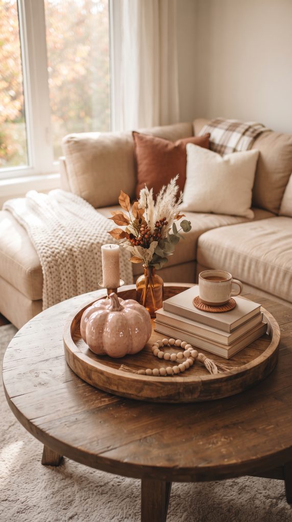 Style a Pink Fall Coffee Table