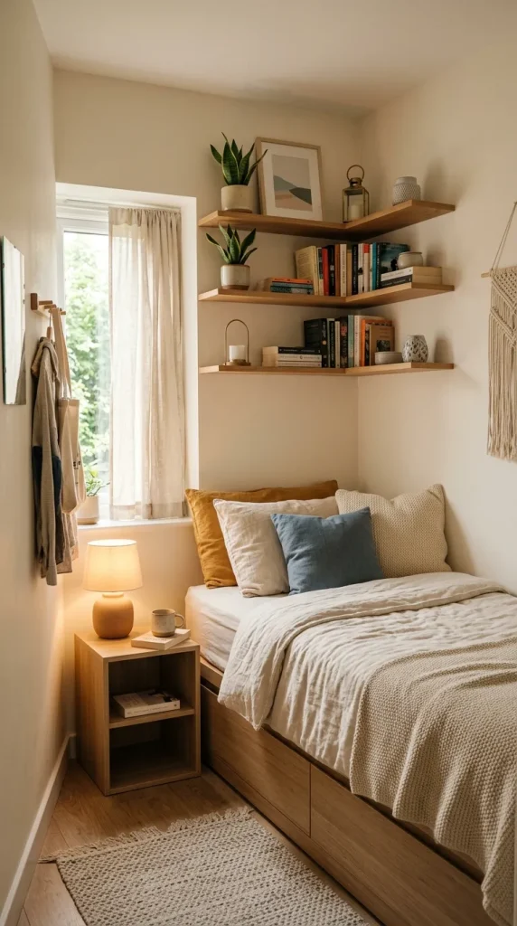 Try a Corner Shelf or Corner Table