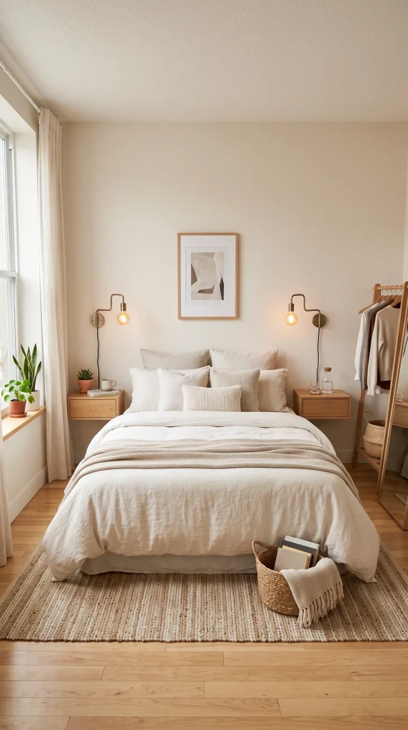 Use Floating Nightstands in a Small Bedroom
