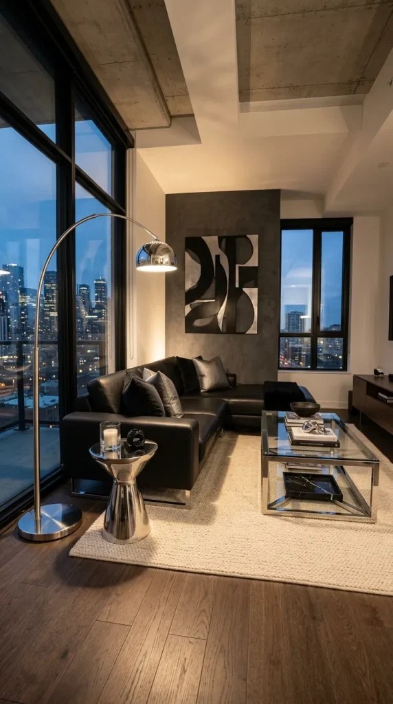 Create a Chrome and Black Living Room
