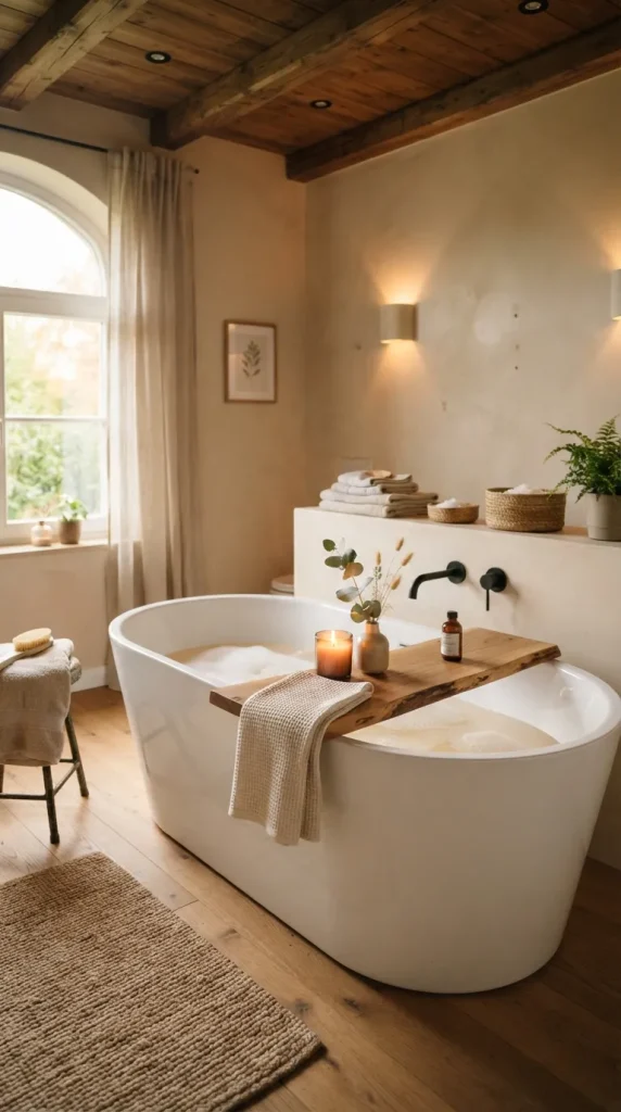 Use a Wooden Bath Tray